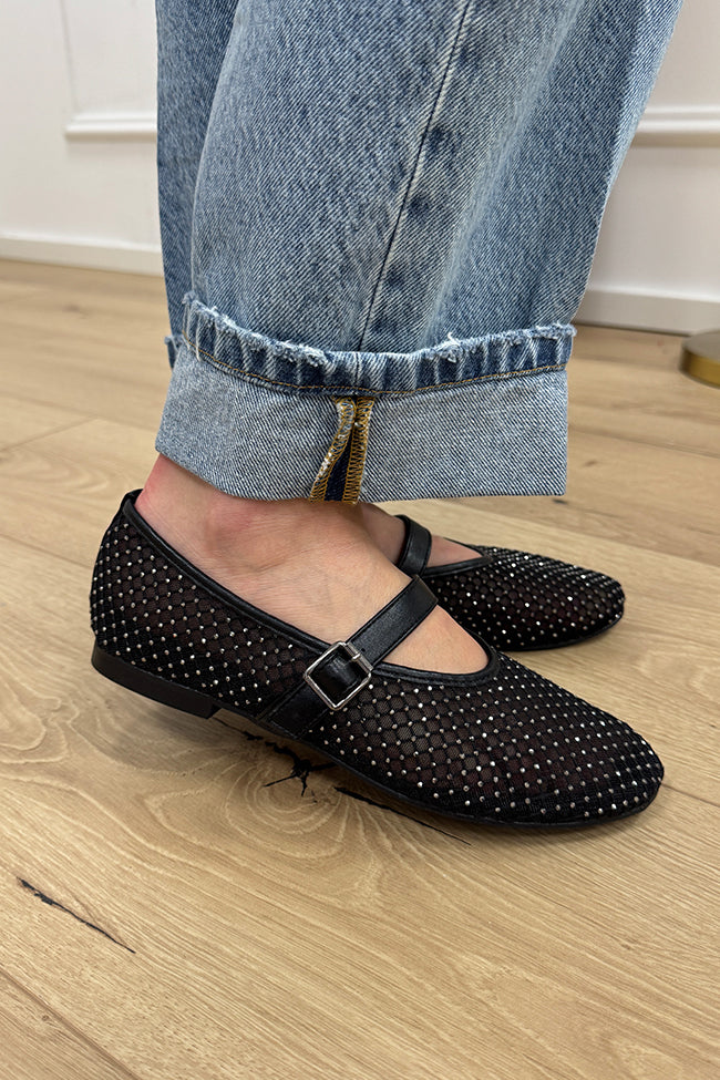 Ballerine nere a rete con strass Divine Follie –