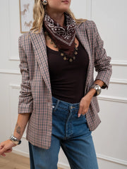 Giacca slim check rosa con bandana - HaveOne
