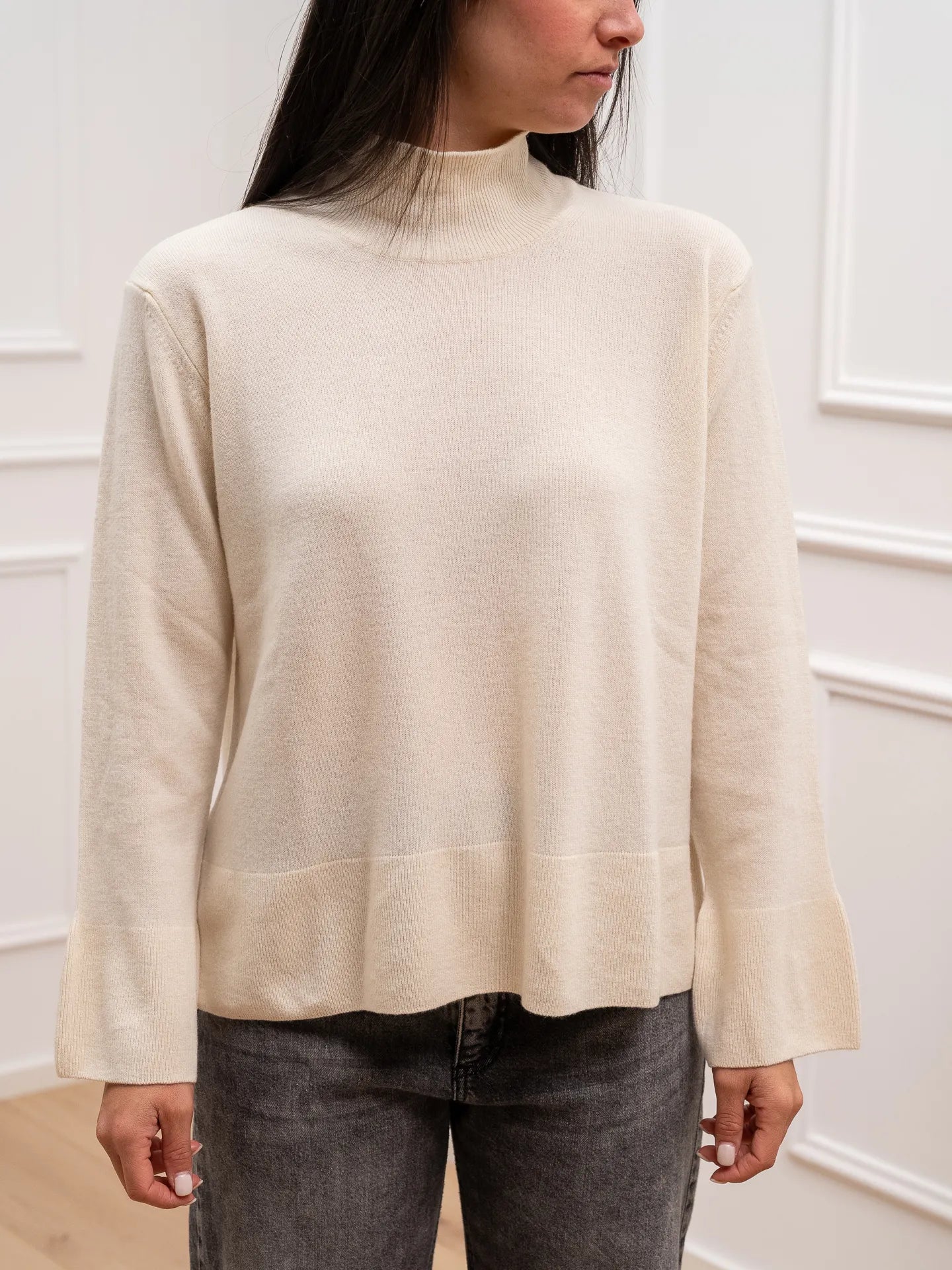 Maglia collo alto panna 100% lana - HaveOne