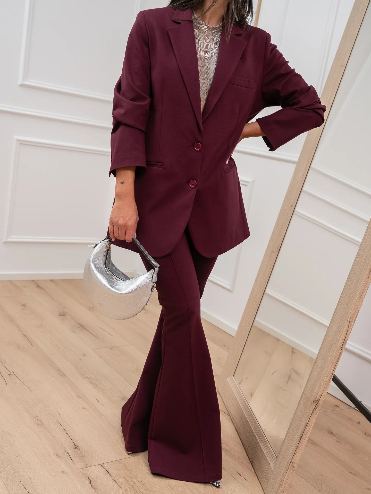 Giacca over prugna a due bottoni punto milano - HaveOne