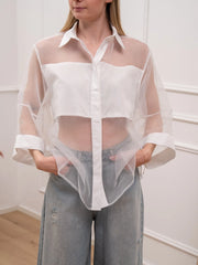 Maxi camicia in organza bianca - Dixie