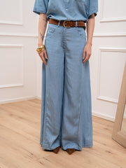 Pantaloni denim in lyocell con cintura - HaveOne