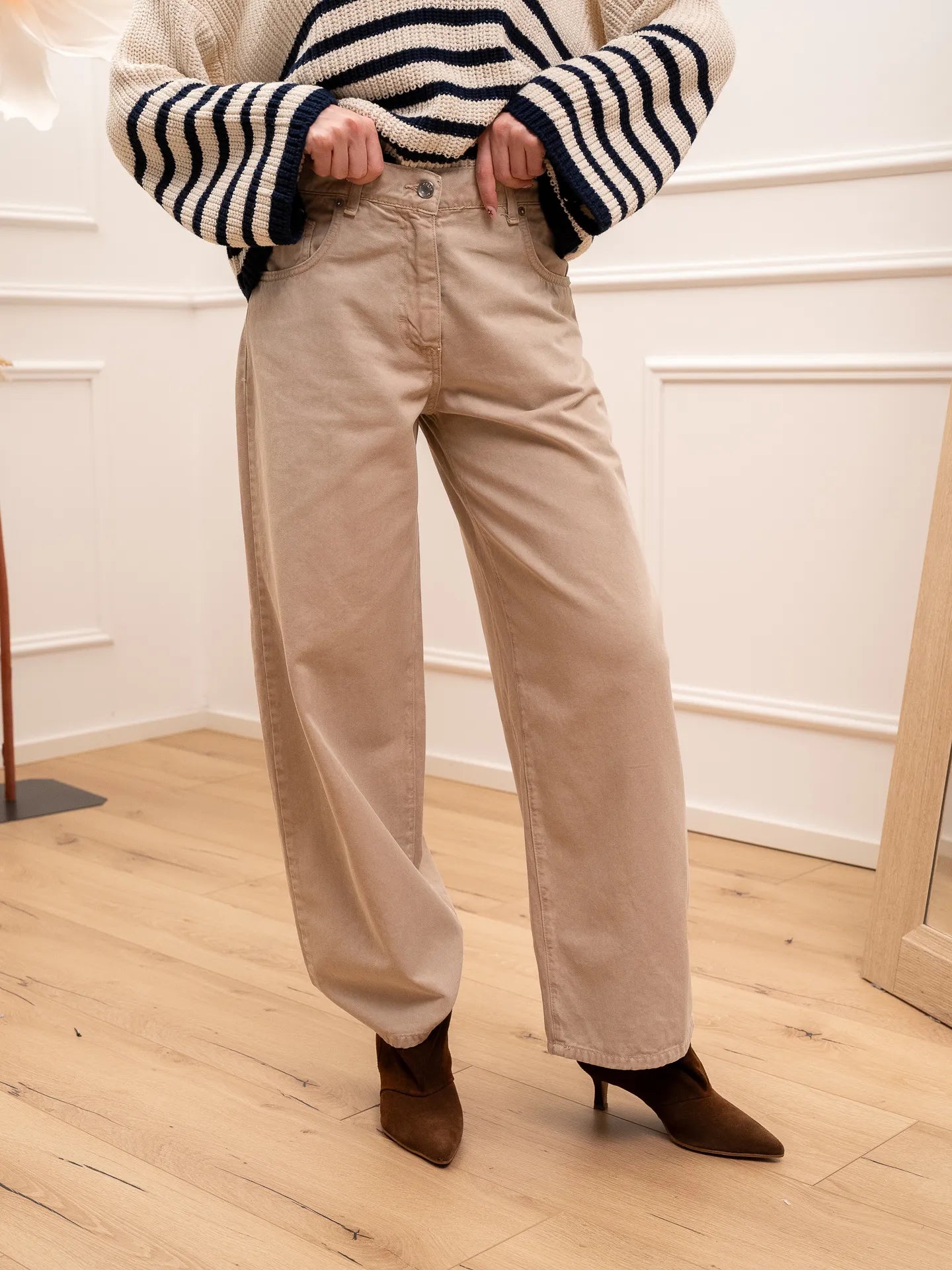 Jeans Bella beige acid wash - HaveOne