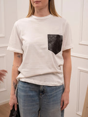 T shirt bianca tasca ecopelle moro - Tensione In