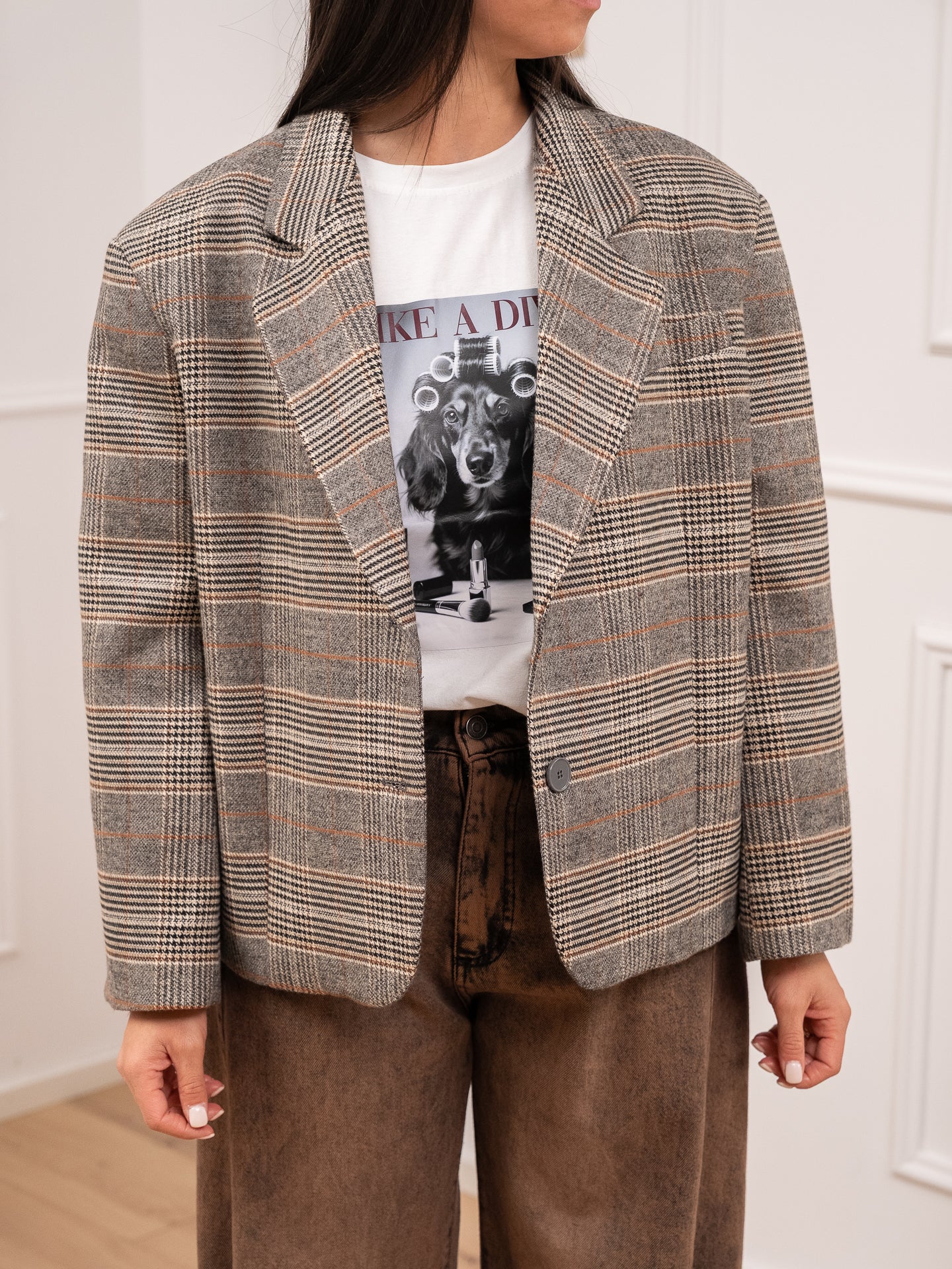 Giacca 2/4 principe di galles grigio e ruggine - Vicolo