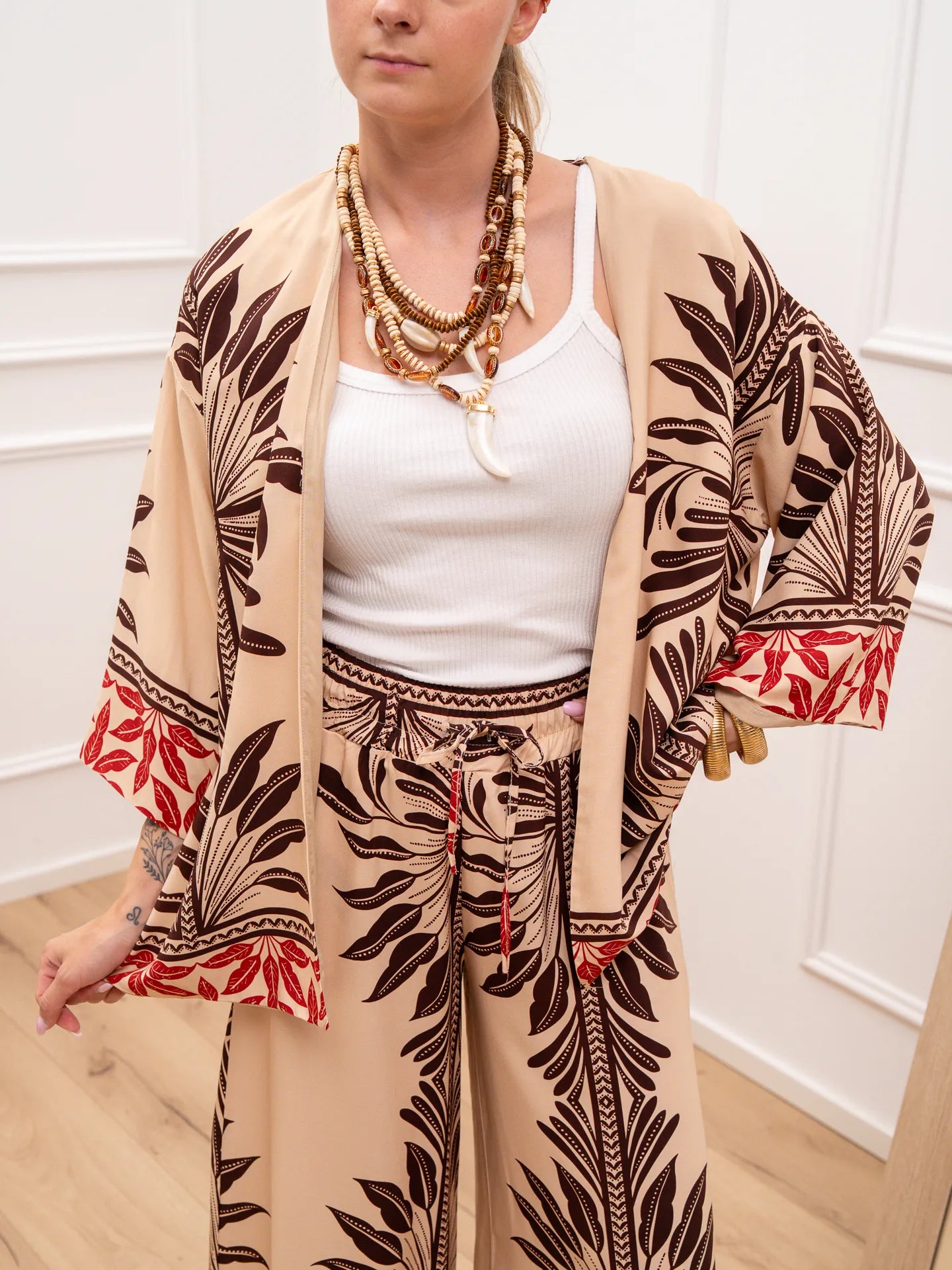 Kimono Eden sabbia, moro e rosso - HaveOne