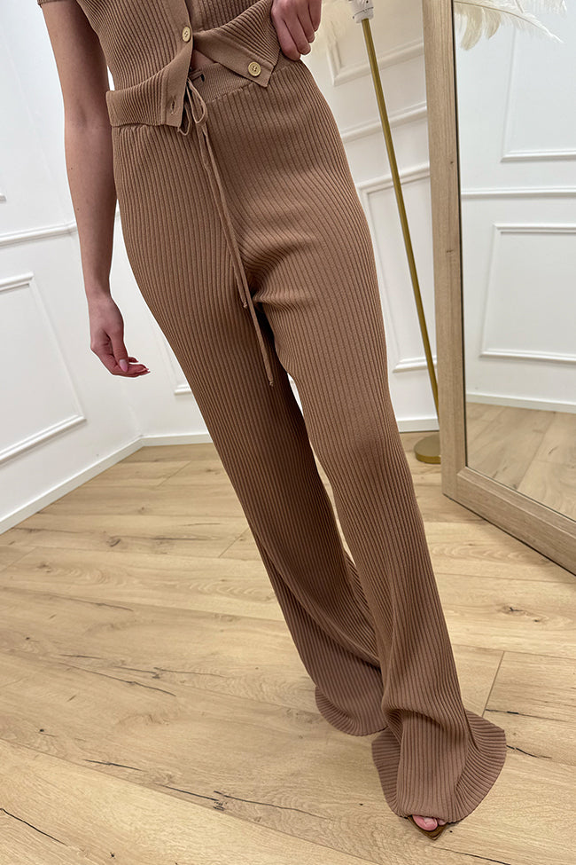 Pantaloni mocha mousse a costine in viscosa - Vicolo