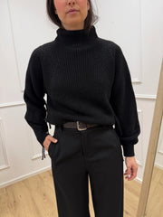 Maglia nera costa inglese con frange - HaveOne