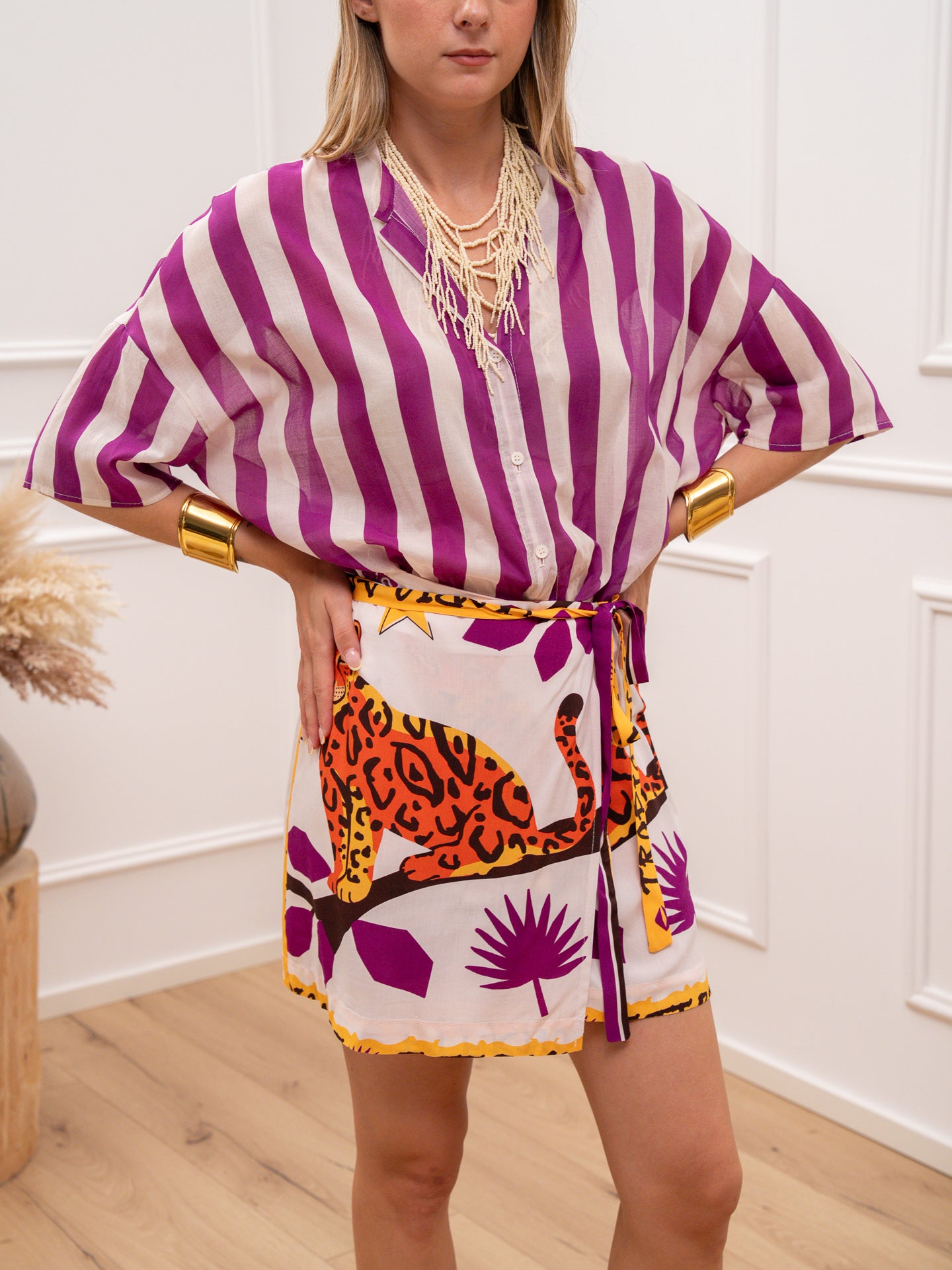 Set Stripe Leopard viola - Vicolo