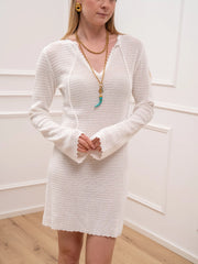 Vestito traforato bianco con laccetti - Glamorous