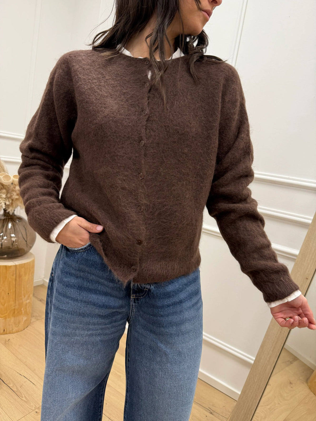Cardigan soffice moro in alpaca - Kontatto