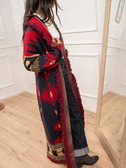 Cardigan lungo alanui rosso, blu, beige e moro - Vicolo