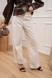 Jeans Cheryl bianco cuciture caramello baggy - Vicolo