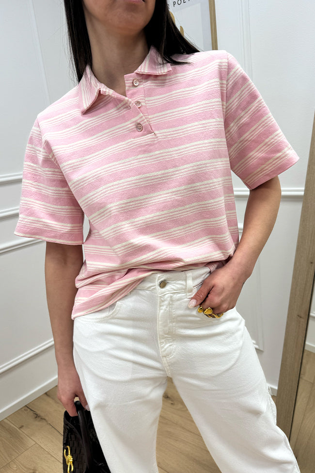Polo multirigata rosa - Vicolo