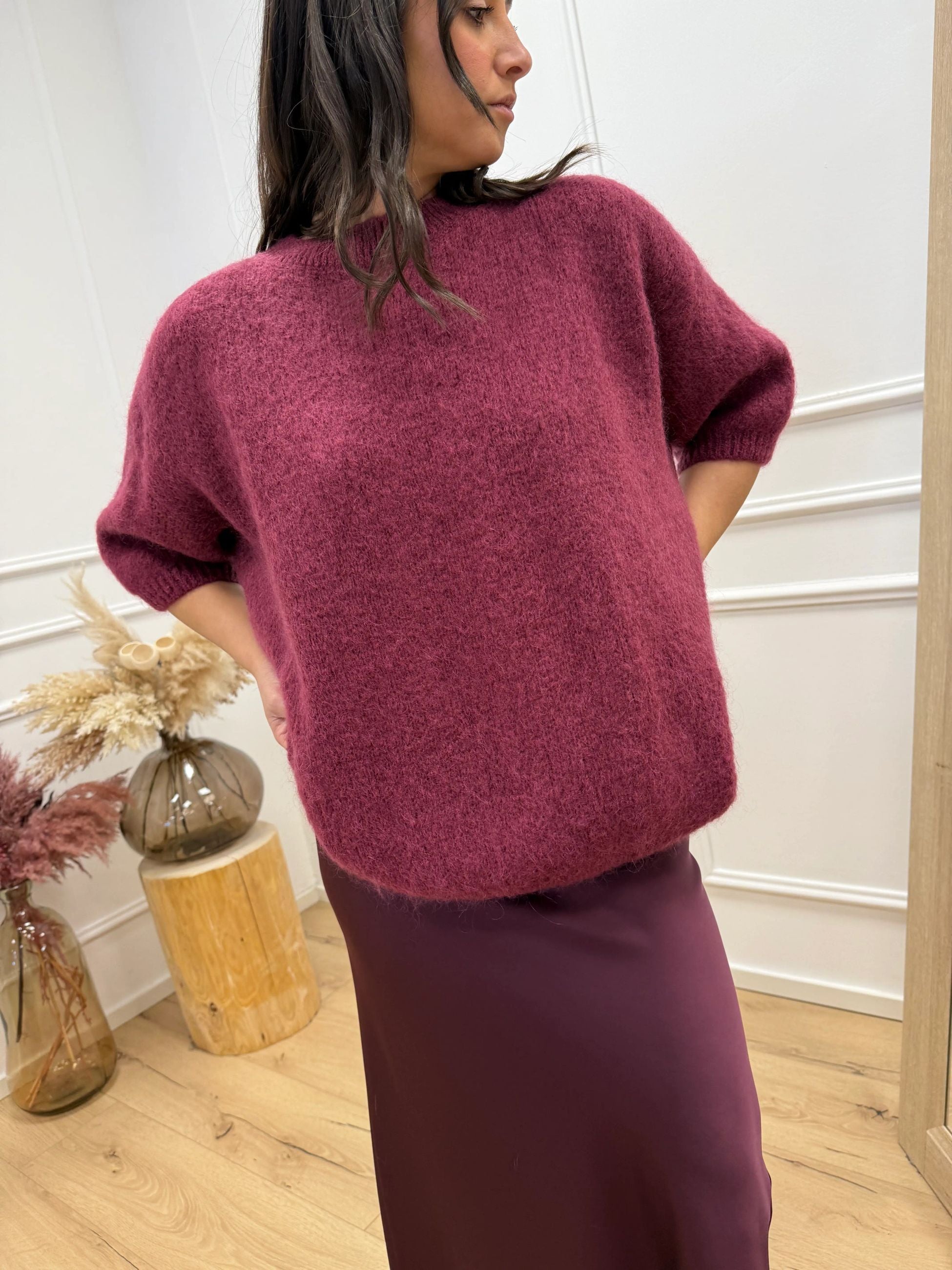Maglia Gaia sangria in mohair mezza manica - Dixie