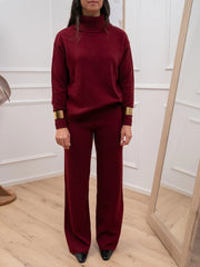 Set coordinato bordeaux collo alto in viscosa - HaveOne