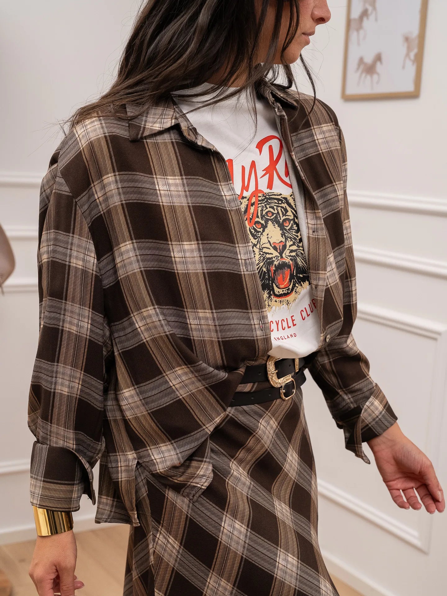 Camicia basic check moro in viscosa - HaveOne