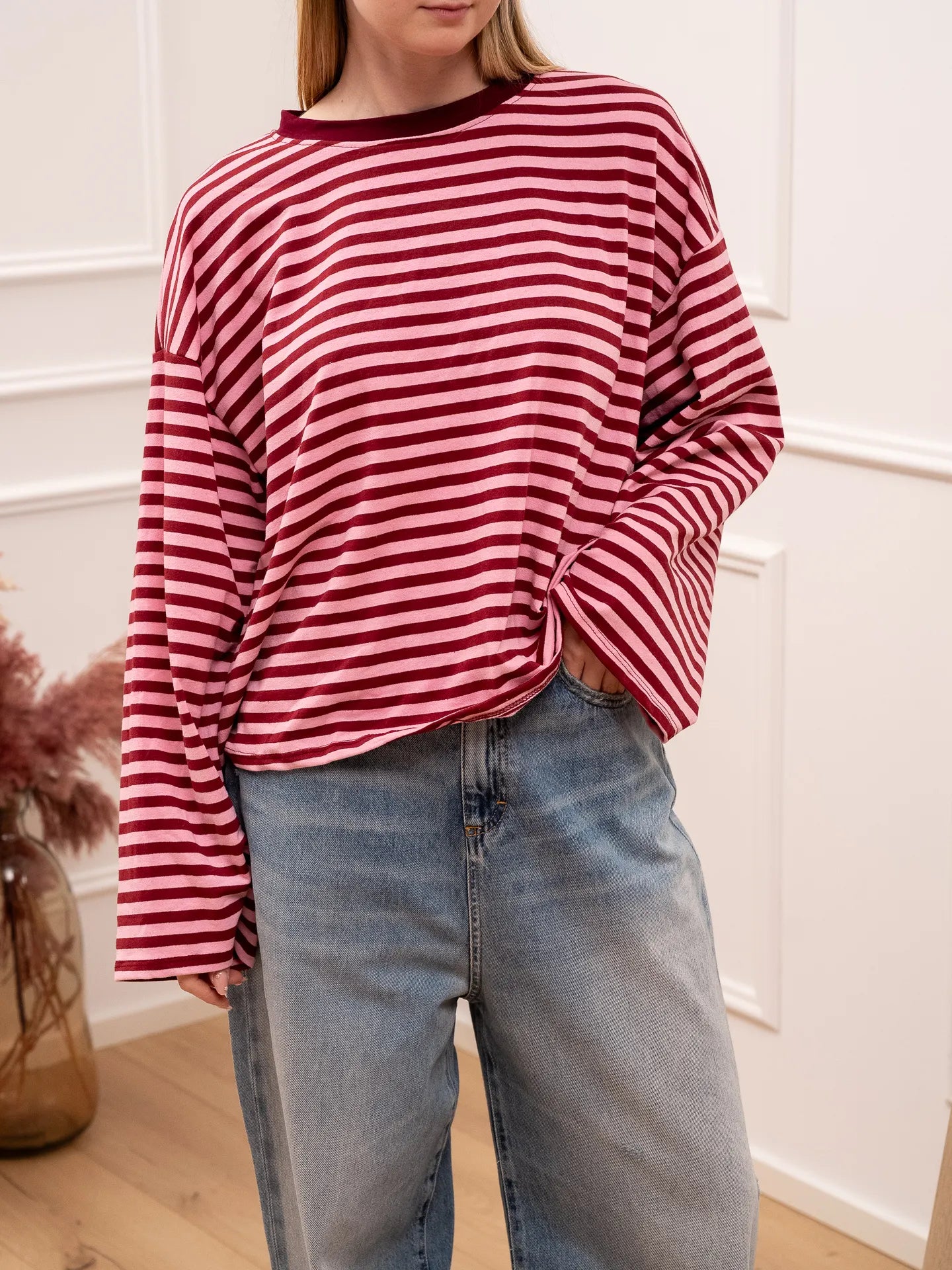 T shirt Stripe bordeaux e rosa - Crispy