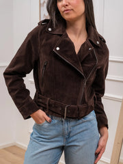 Chiodo stile biker scamosciato moro - Glamorous