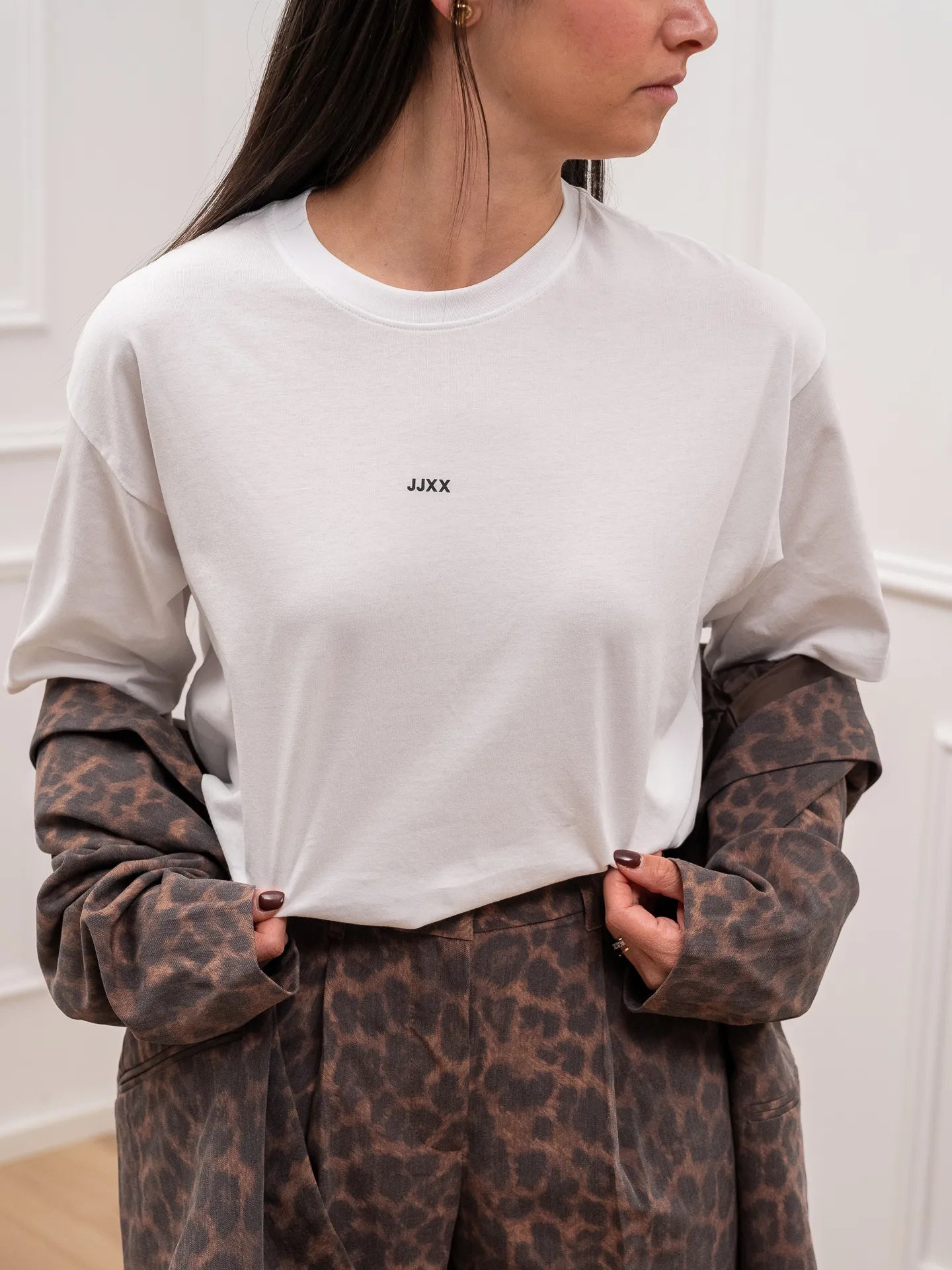 T shirt bianca con logo a contrasto nero - JJXX