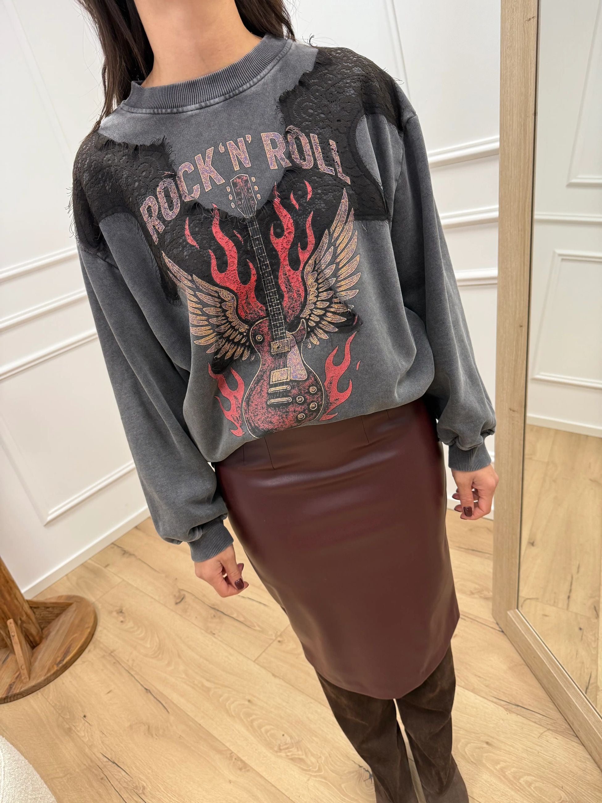 Felpa grigia vintage Rock - Tensione In