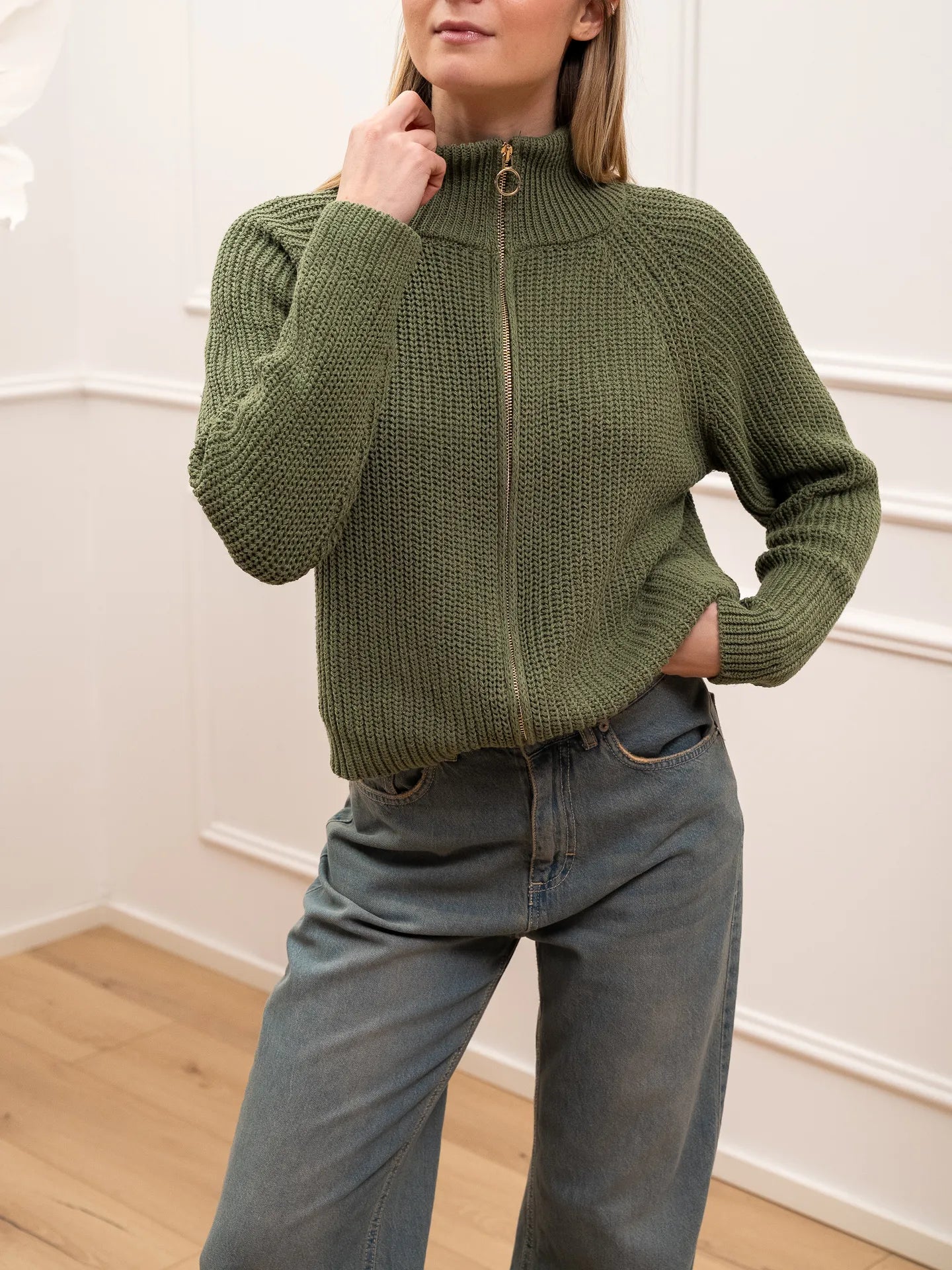 Maglia inglese salvia full zip - HaveOne