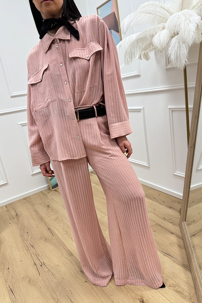Pantaloni rosa gessatura in rilievo - HaveOne