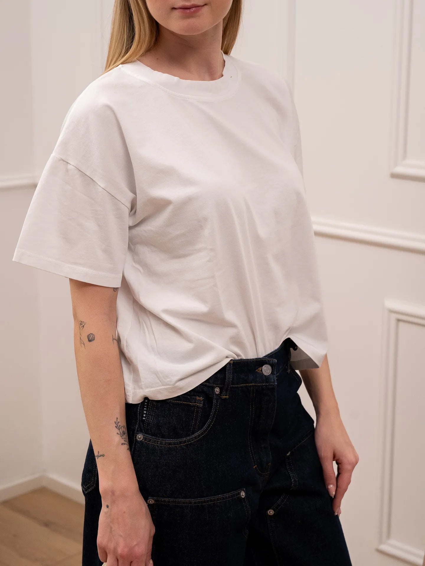 T shirt a scatoletta bianca mezza manica - HaveOne