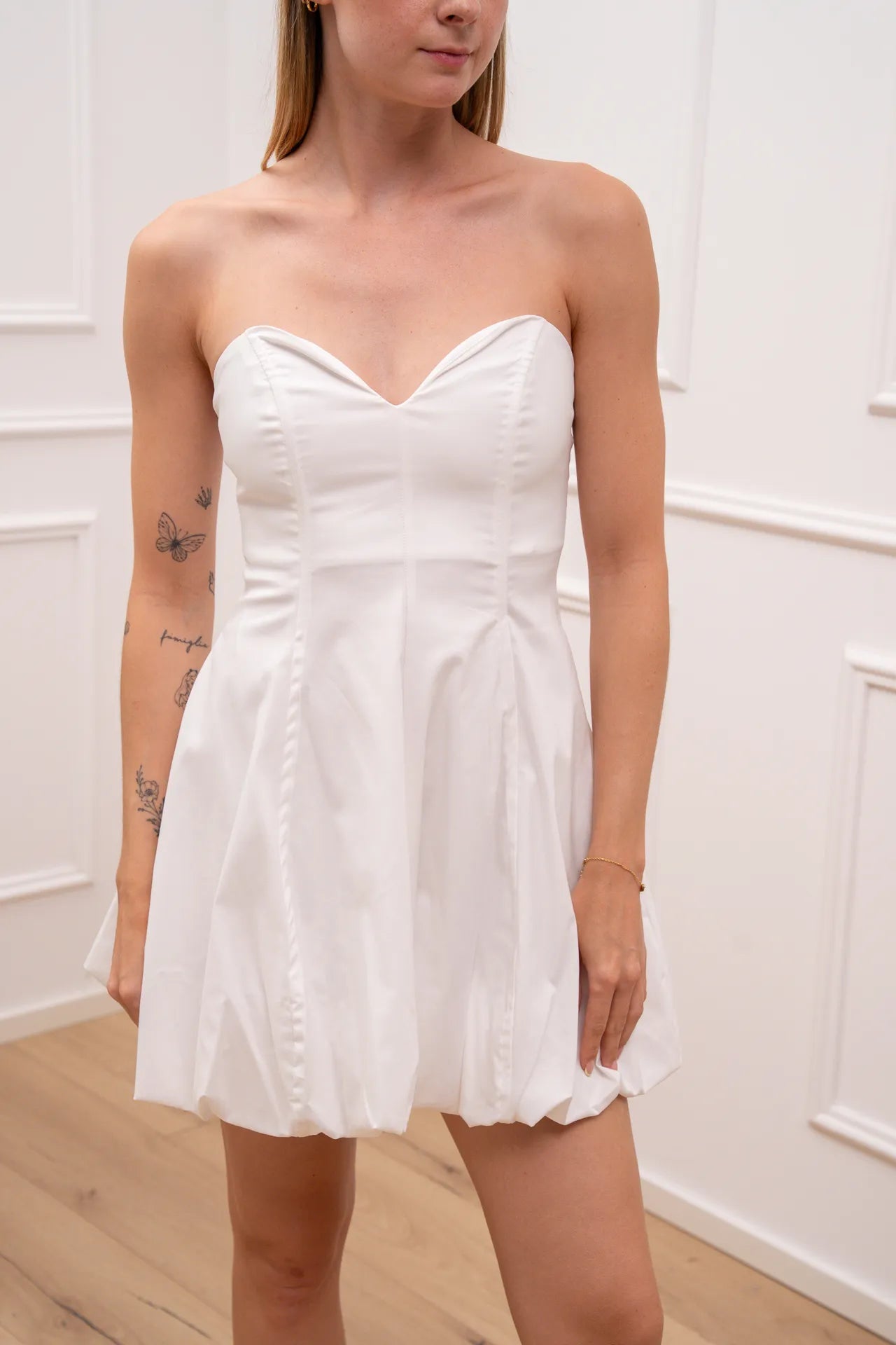 Vestito Amélie bianco con scollo a cuore - Dixie