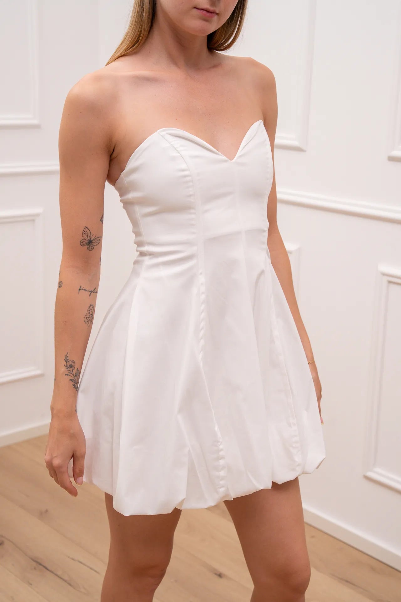 Vestito Amélie bianco con scollo a cuore - Dixie