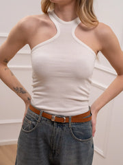 Canotta maxi america bianca a costine - Vicolo