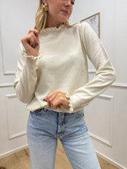 Maglia rouches panna micropaillettes - HaveOne