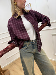 Camicia check vino con manica in pizzo - Vicolo