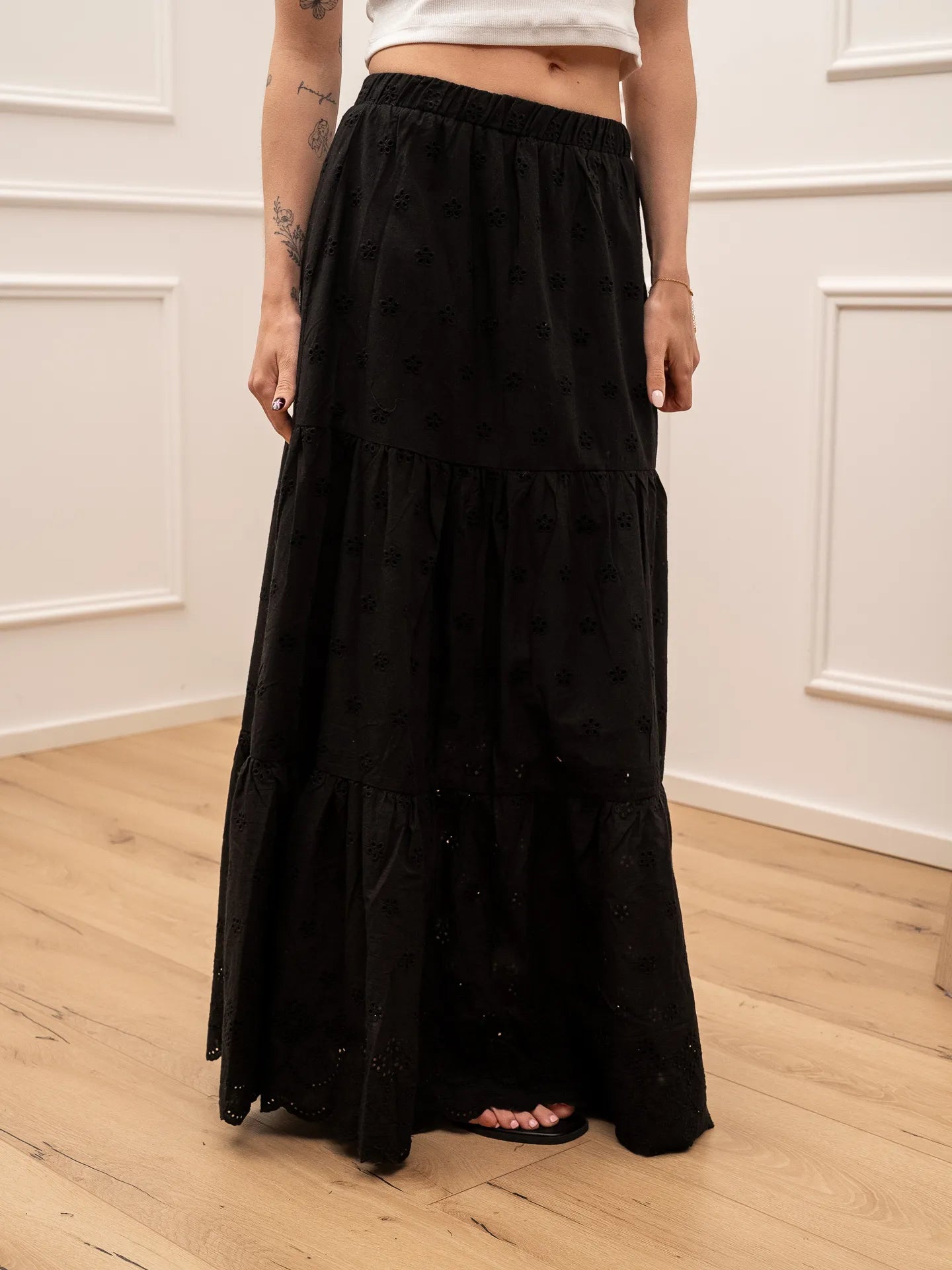 Gonna in pizzo sangallo nera - Glamorous