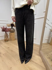 Jeans Melody nero con strass - Vicolo