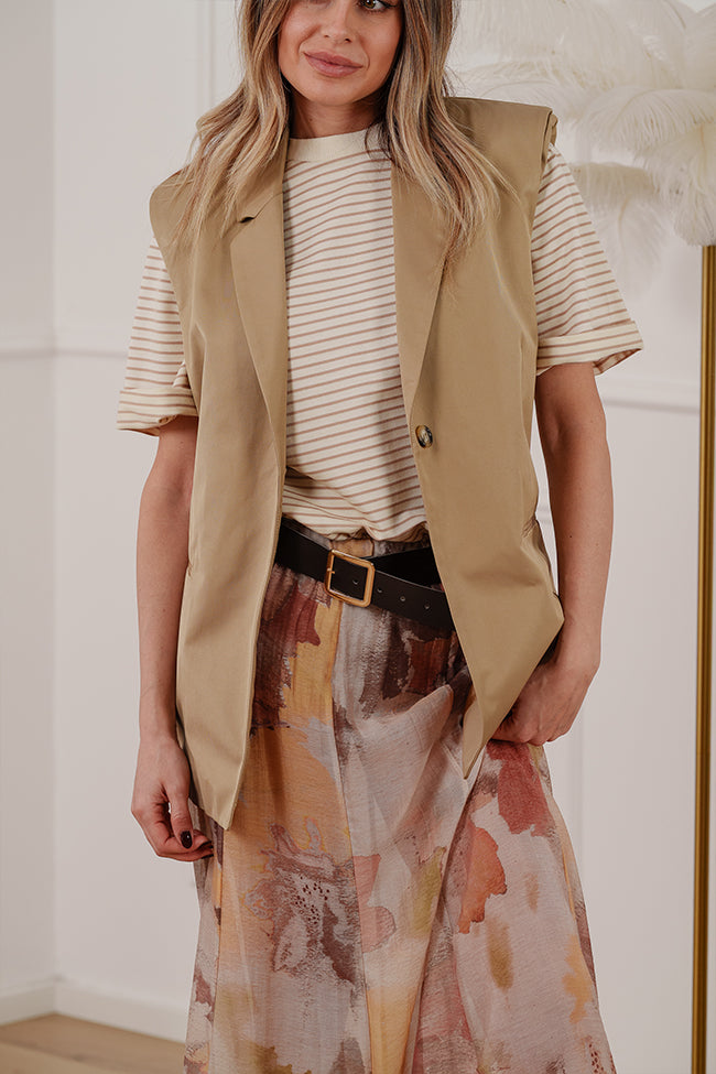 Gilet cammello in cotone aperto sul retro - Vicolo