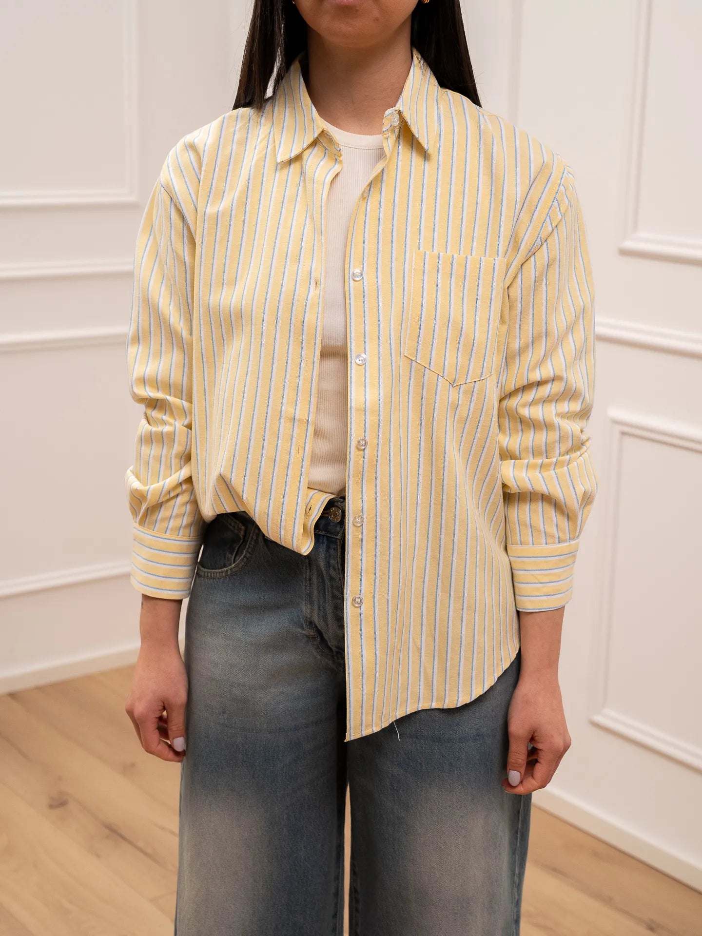 Camicia Melody rigata giallino - Crispy