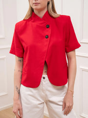 Giacca Iris crop rossa con doppio bottone - HaveOne