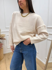 Maglia oversize vaniglia con spalline imbottite - HaveOne