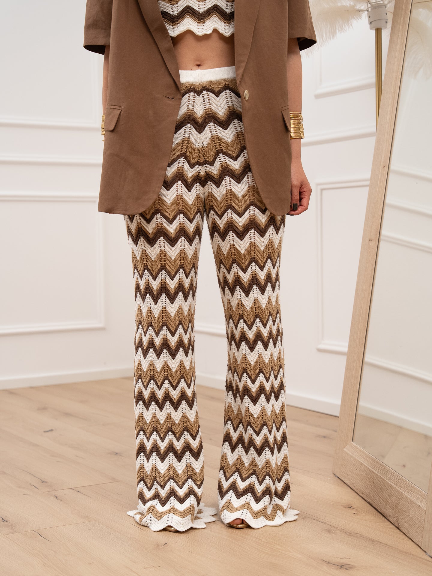 Pantaloni crochet onde panna, moro e nocciola - HaveOne