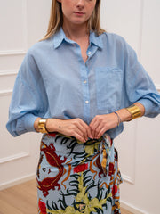 Camicia Tasca celeste in mussola - Tensione In