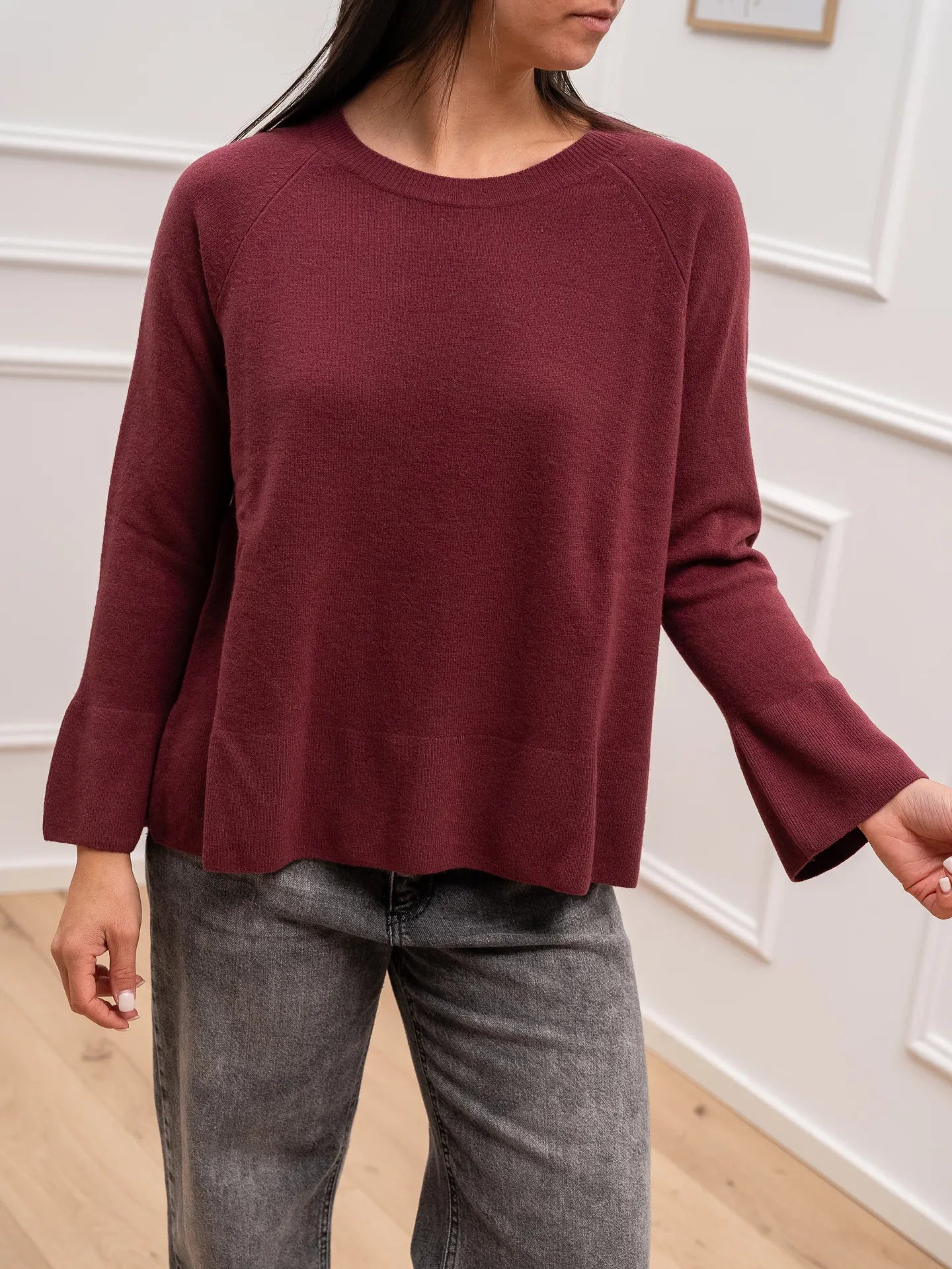 Maglia girocollo bordeaux 100% lana - HaveOne