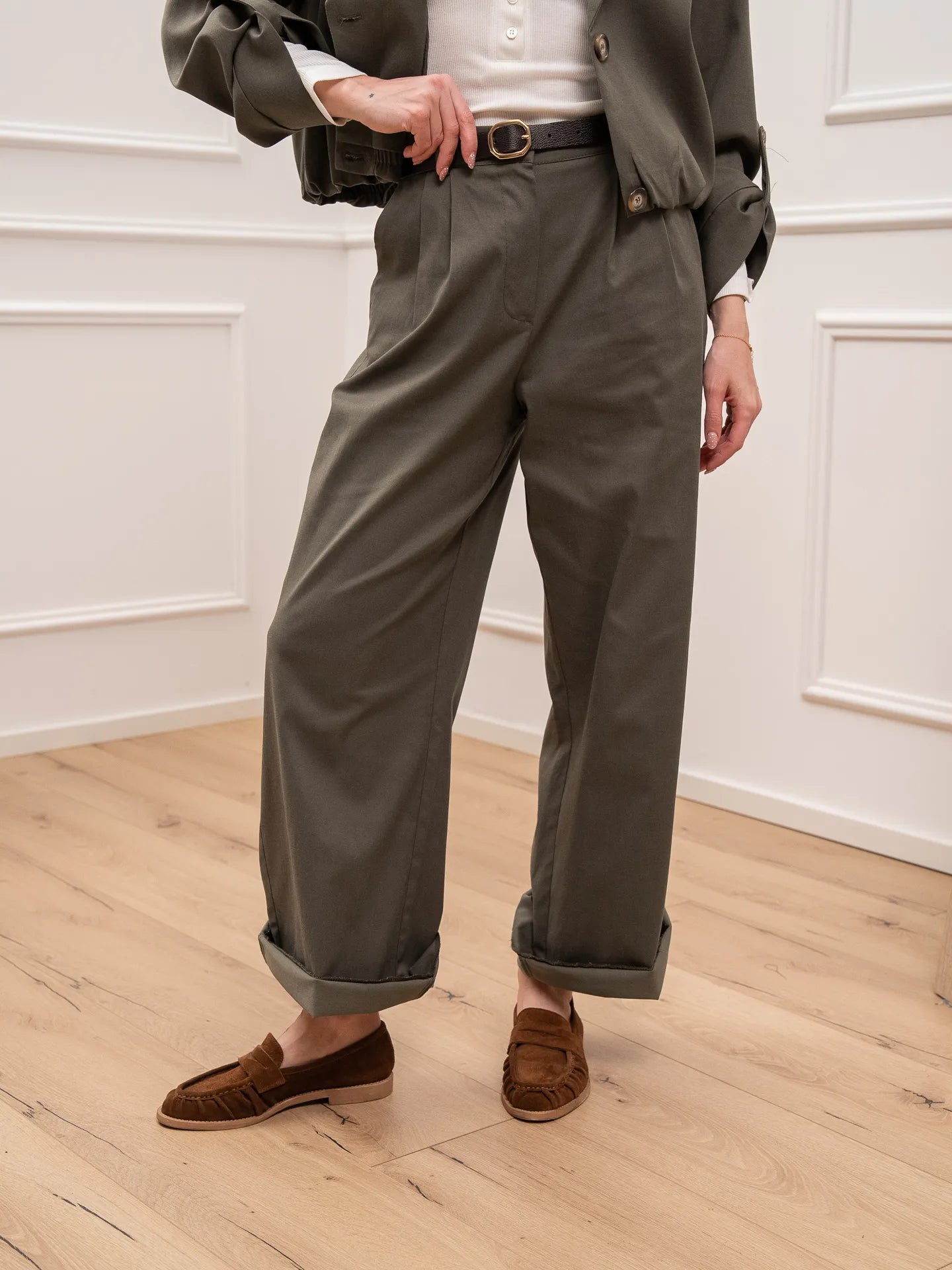 Pantalone Gaia militare in gabardina - Vicolo