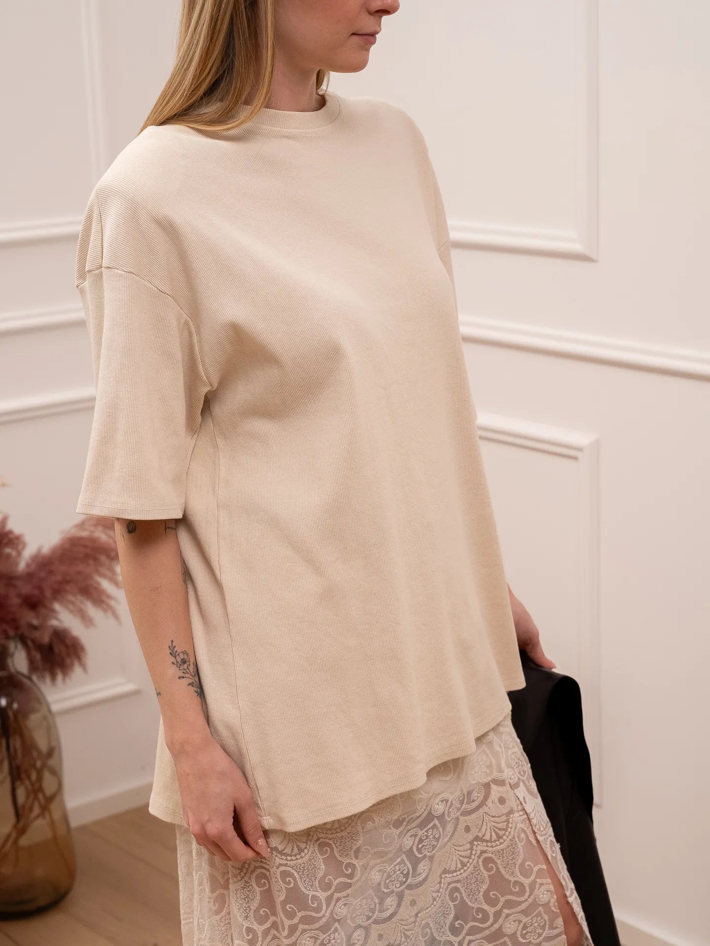 T shirt a costine burro maxi spalline fit over - HaveOne