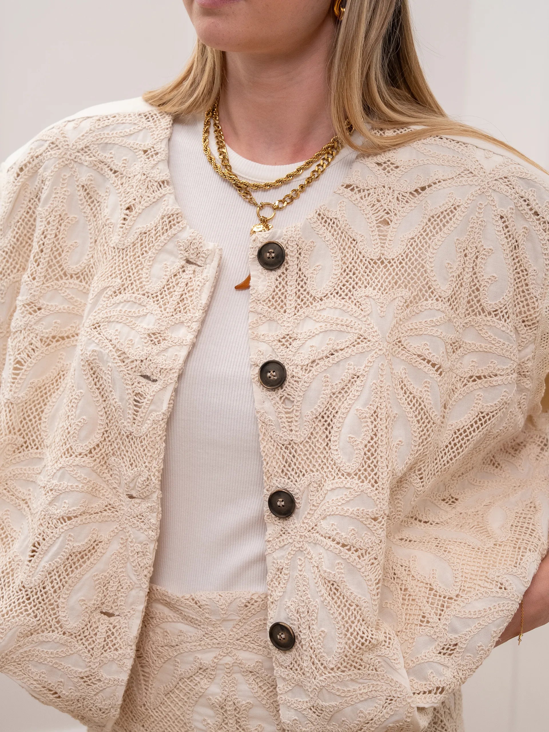 Gilet crochet riso elastico sul fondo - Philia Loft