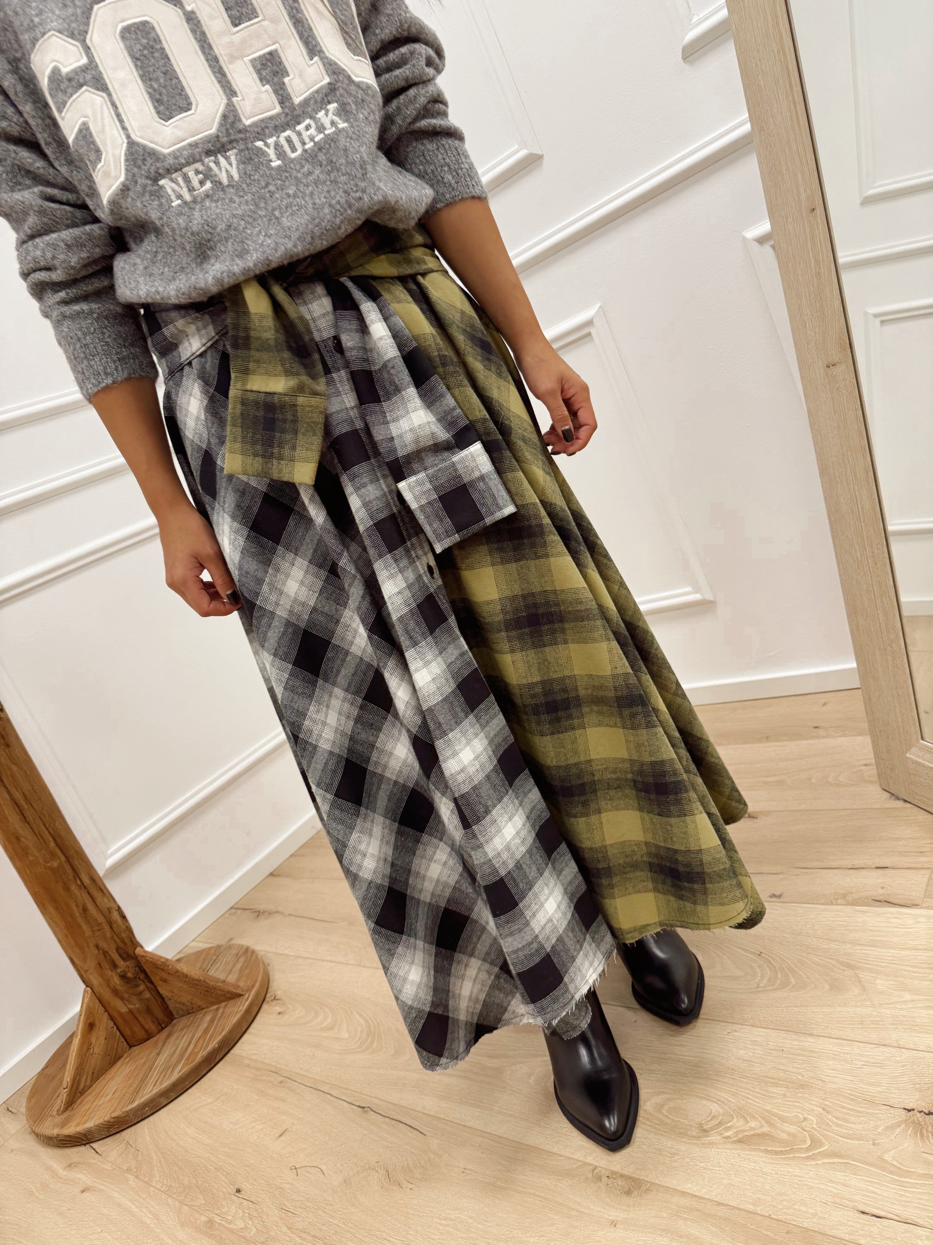 Gonna check bicolor stile camicia - Dixie