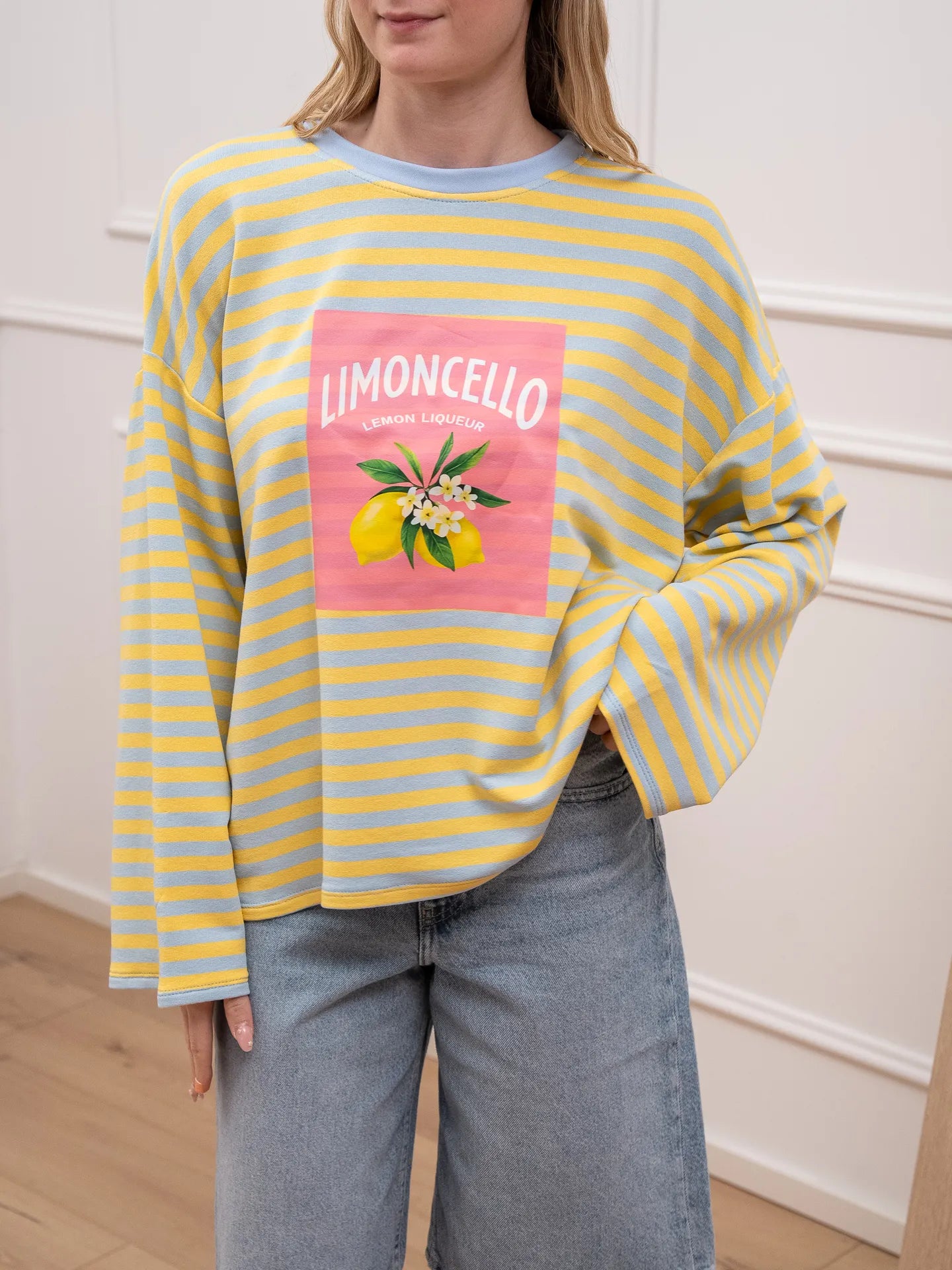 T shirt gialla e azzurra Limoncello a manica lunga - Crispy