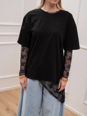 T shirt evergreen nera oversize - Crispy