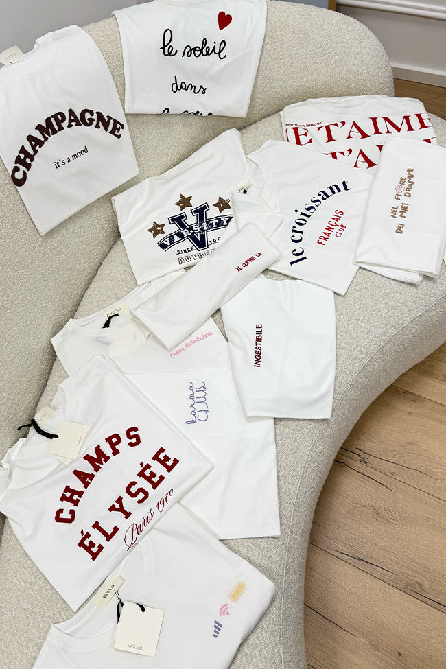 T shirt bianca ricamo Il cuore sa rosso - Vicolo