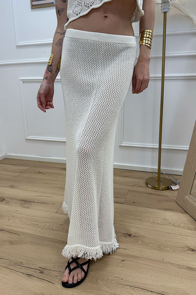 Gonna lunga crochet traforato bianca - HaveOne
